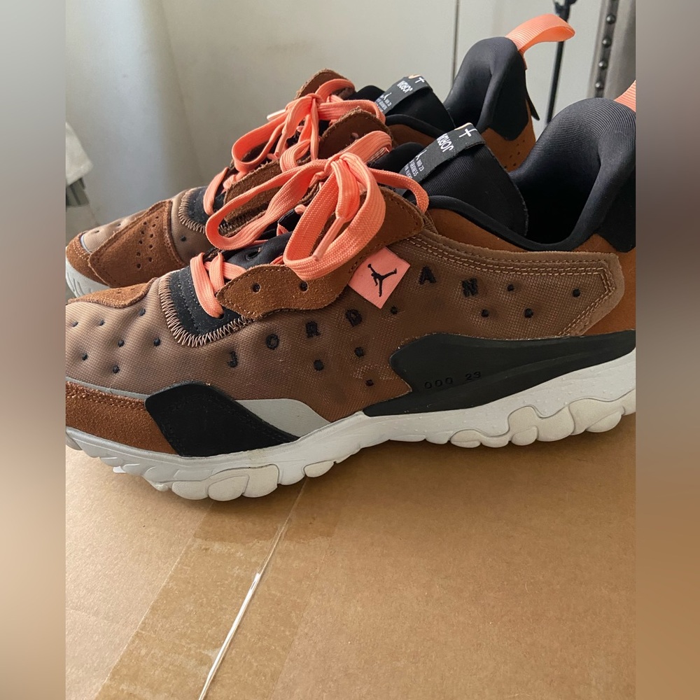 Jordan Sneakers in Brown and Orange with Pink Accents 11.5